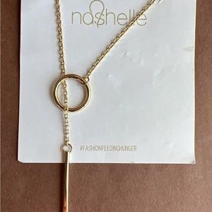 NASHELLE Fashion Feeding Hunger Gold Tone Chain Necklace Circle and Toggle 27"